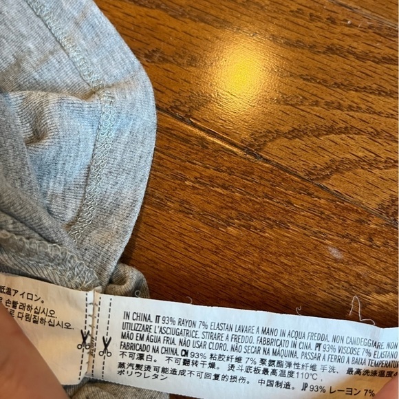 English Factory | Ruffled Shoulder Mixed Media Gray Tee Size Small - Picture 3 of 6